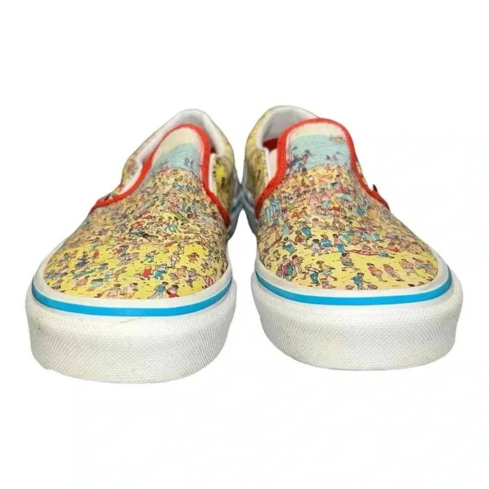 Vans x Where's Waldo Classic Slip-On Find Steve Beach Kids Size 3 - Picture 2 of 13